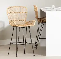 13172 Balka Natural Rattan Counter Stool with Armrests, Set of 2 - South Shore