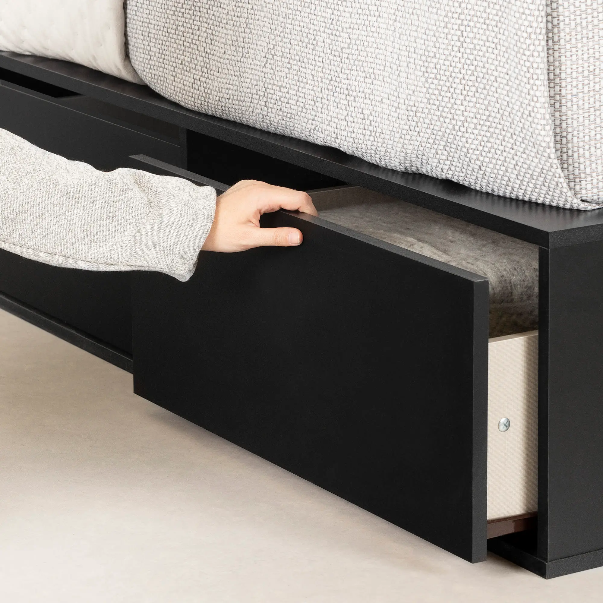 13254 Fusion Black Queen Platform Bed with Six Drawers for Storage - South Shore-4