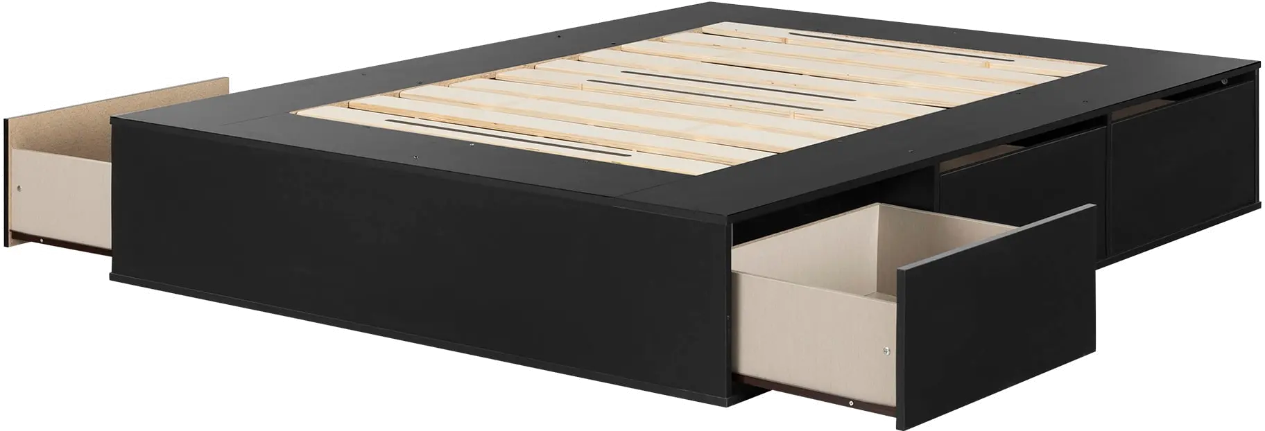 13254 Fusion Black Queen Platform Bed with Six Drawers for Storage - South Shore-1