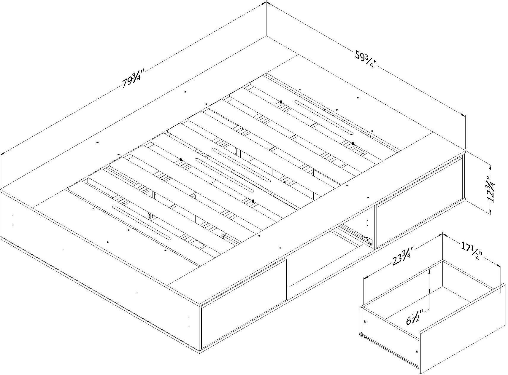 13254 Fusion Black Queen Platform Bed with Six Drawers for Storage - South Shore-7
