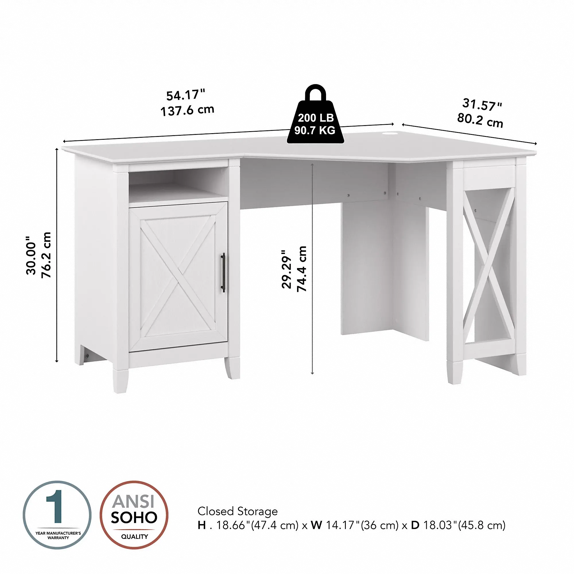 KWD254WT-03 Key West White Oak 54 Inch Corner Desk-6