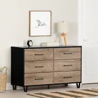 13480 Arlen Weathered Oak and Matte Black 6 Drawer Dresser - South Shore
