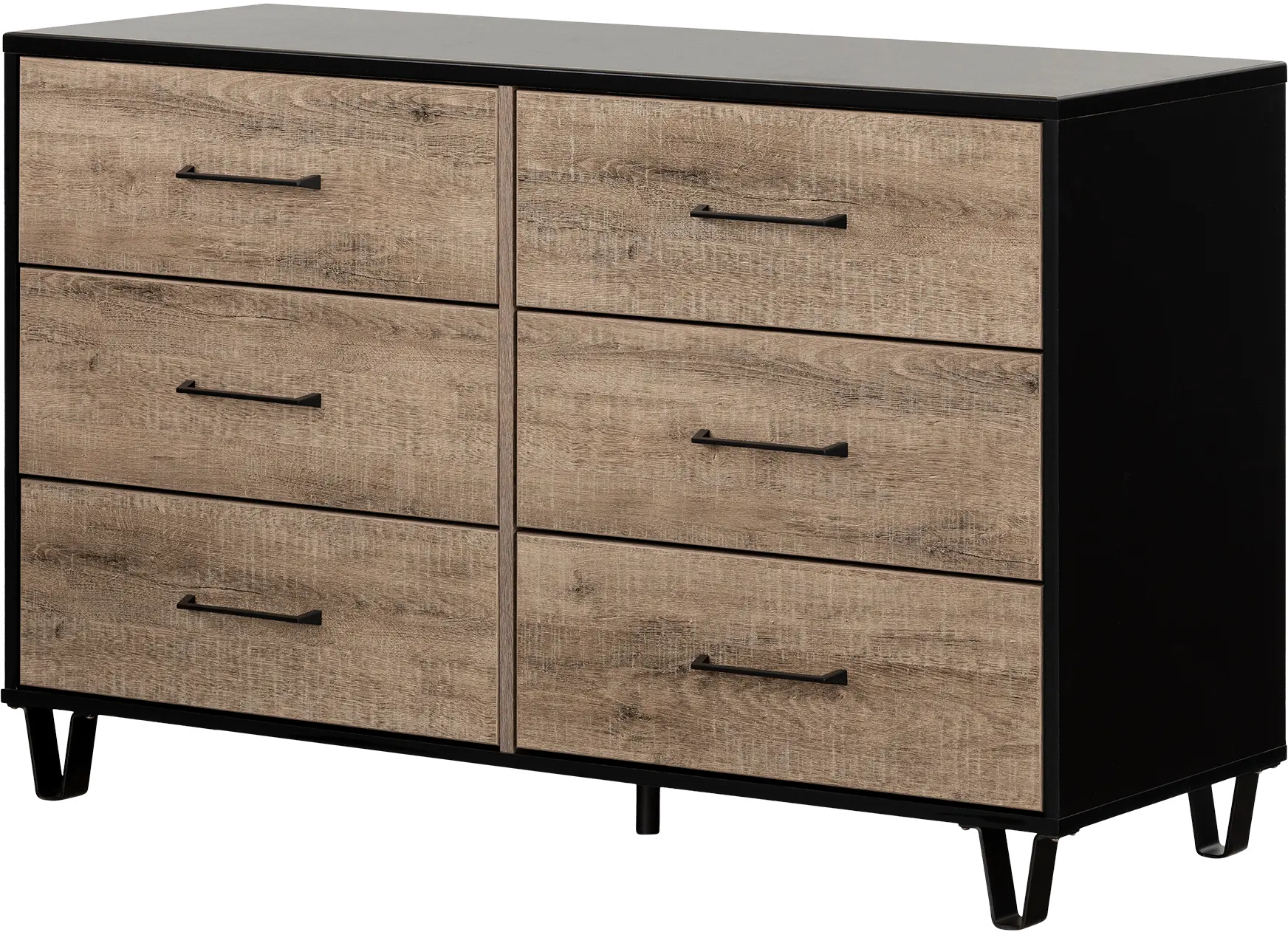 13480 Arlen Weathered Oak and Matte Black 6 Drawer Dresser - South Shore-1