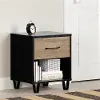 13482 Arlene Weathered Oak and Matte Black Nightstand - South Shore