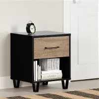 13482 Arlene Weathered Oak and Matte Black Nightstand - South Shore