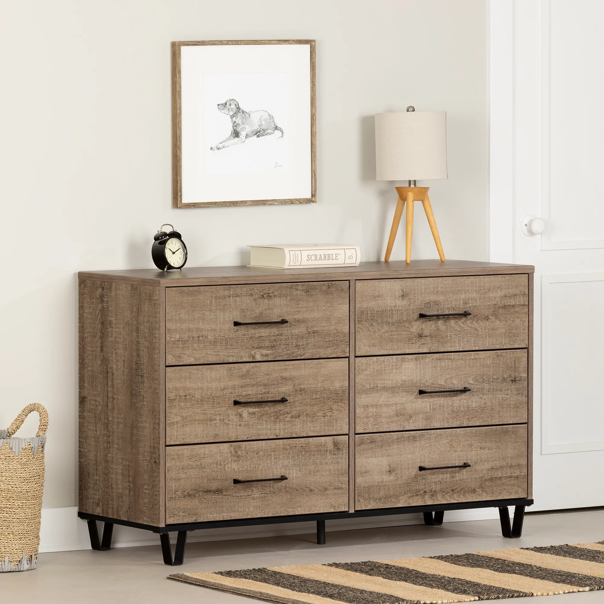 13483 Arlen Weathered Oak 6 Drawer Dresser - South Shore-2