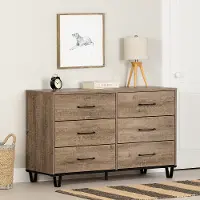 13483 Arlen Weathered Oak 6 Drawer Dresser - South Shore