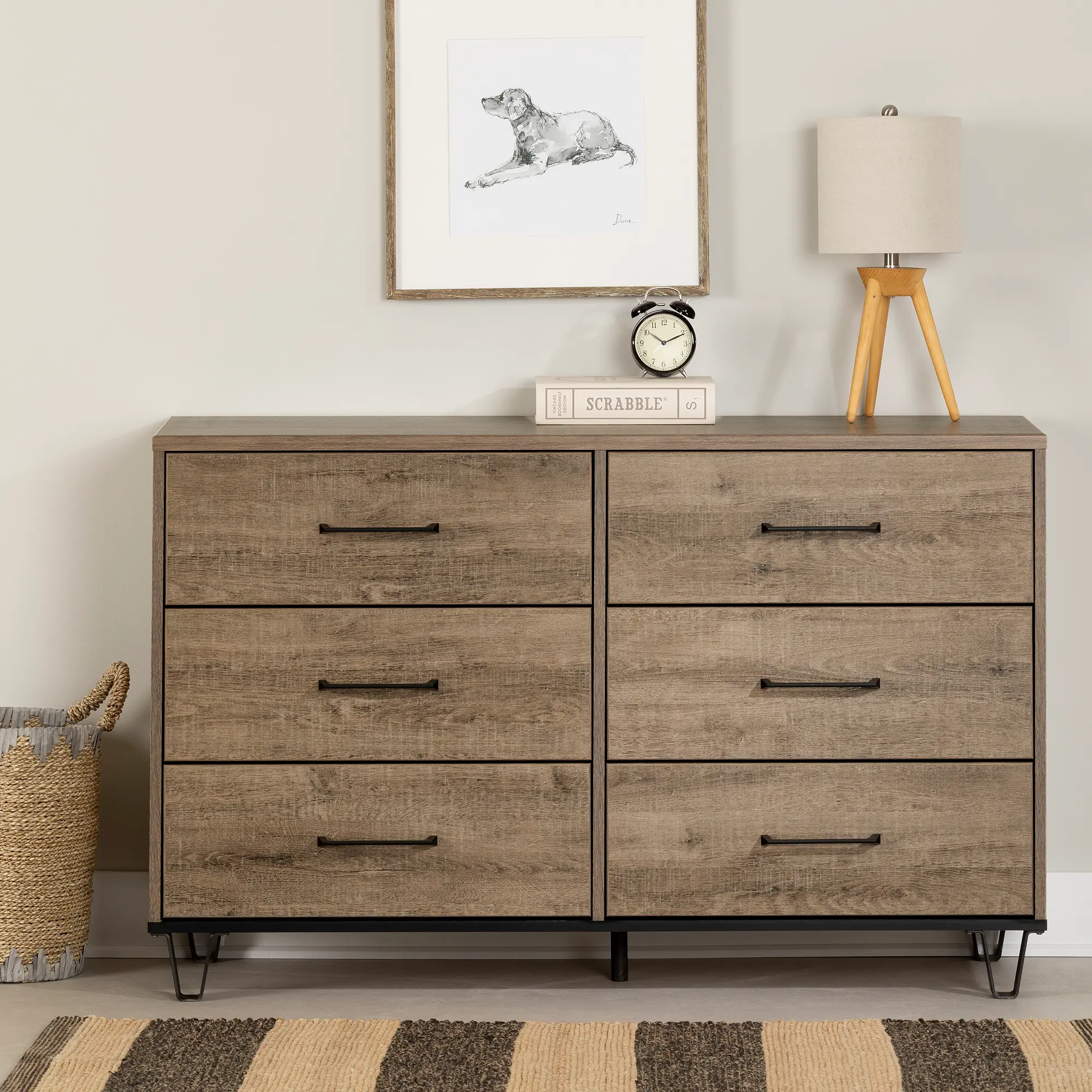 13483 Arlen Weathered Oak 6 Drawer Dresser - South Shore-3