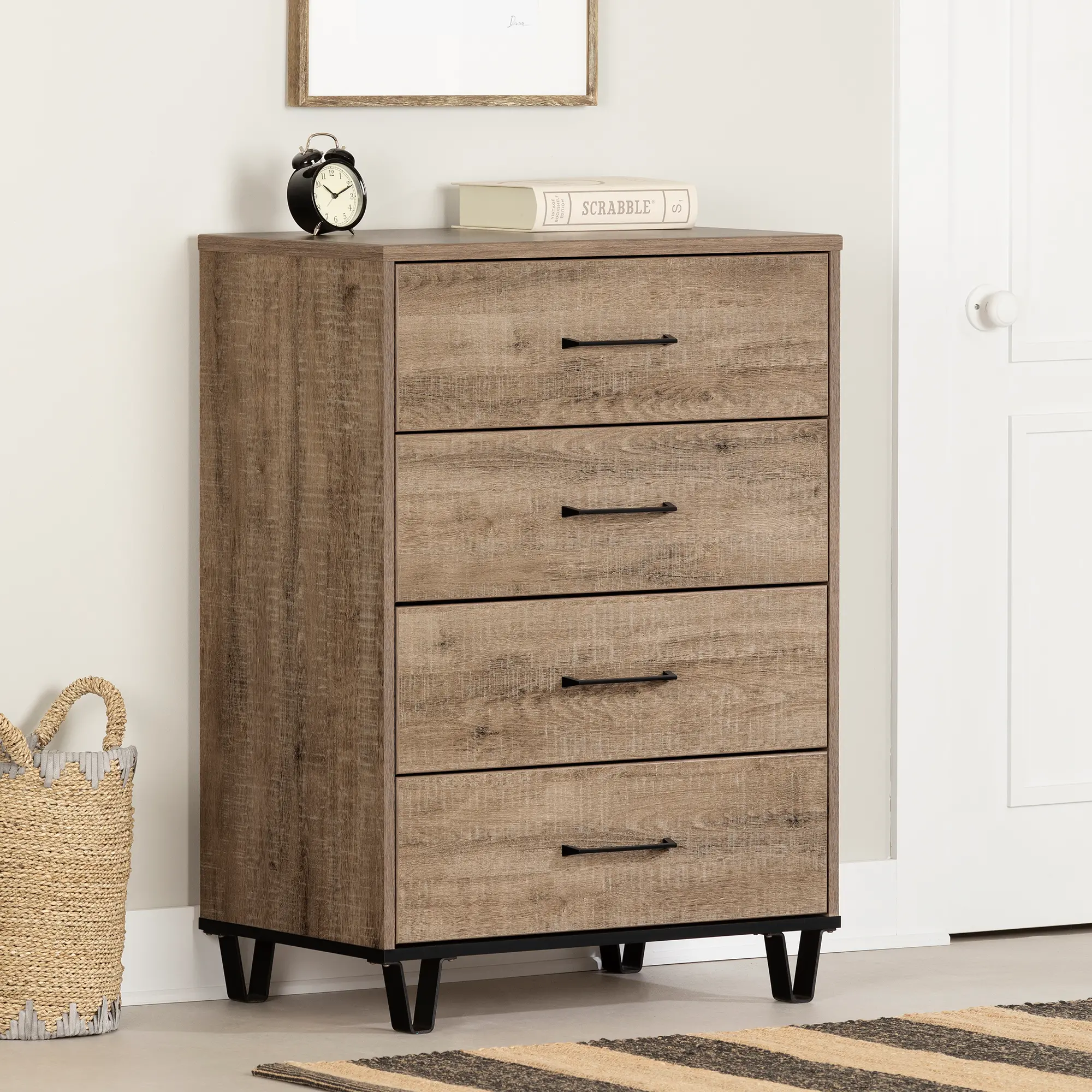 13484 Arlen Weathered Oak 4 Drawer Chest - South Shore-2