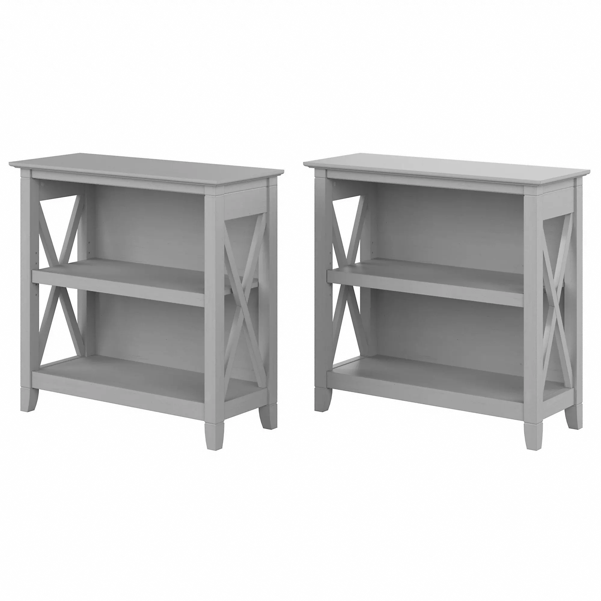 KWS053CG Key West Set of Two Cape Cod Gray Bookcase - Bush Furniture-2