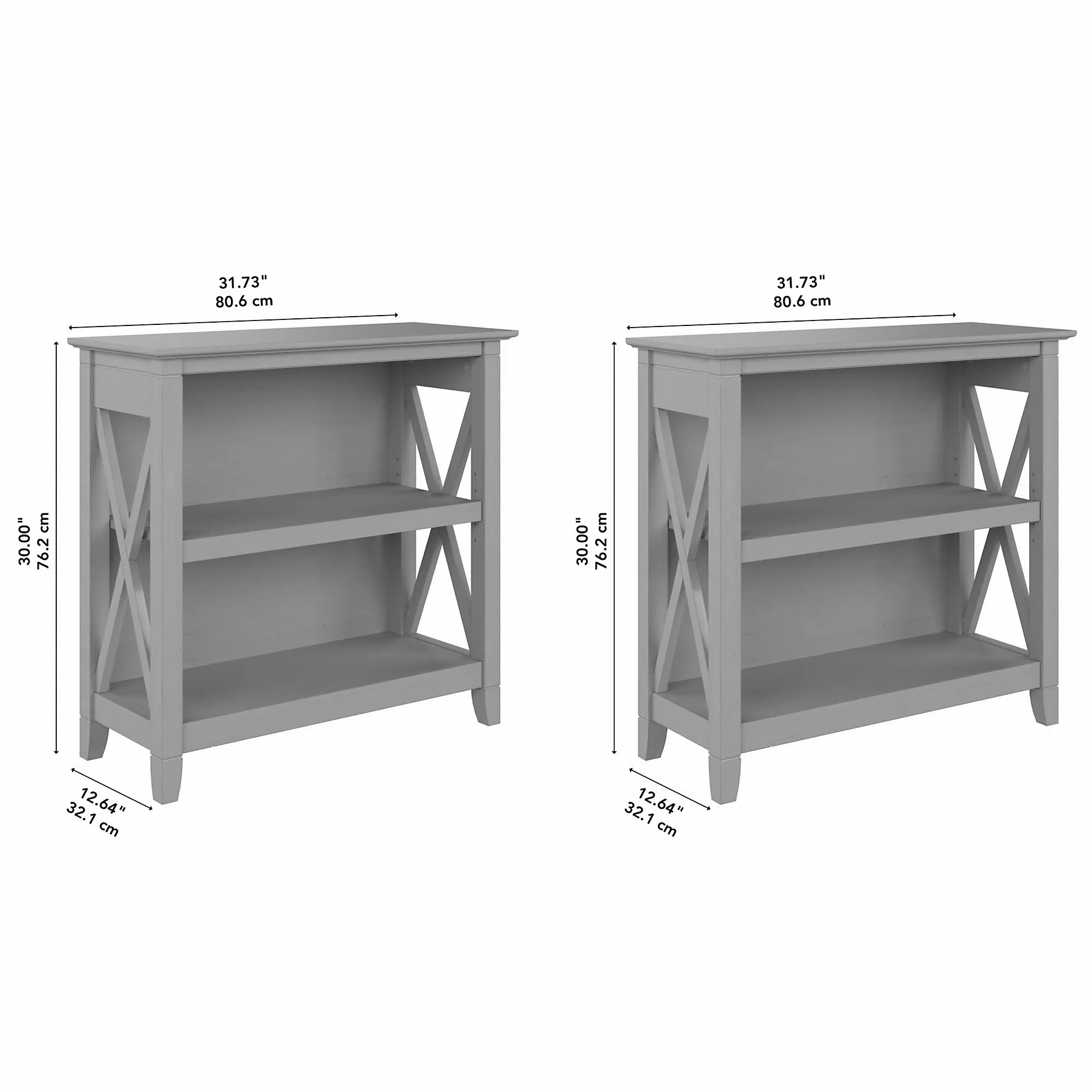 KWS053CG Key West Set of Two Cape Cod Gray Bookcase - Bush Furniture-6