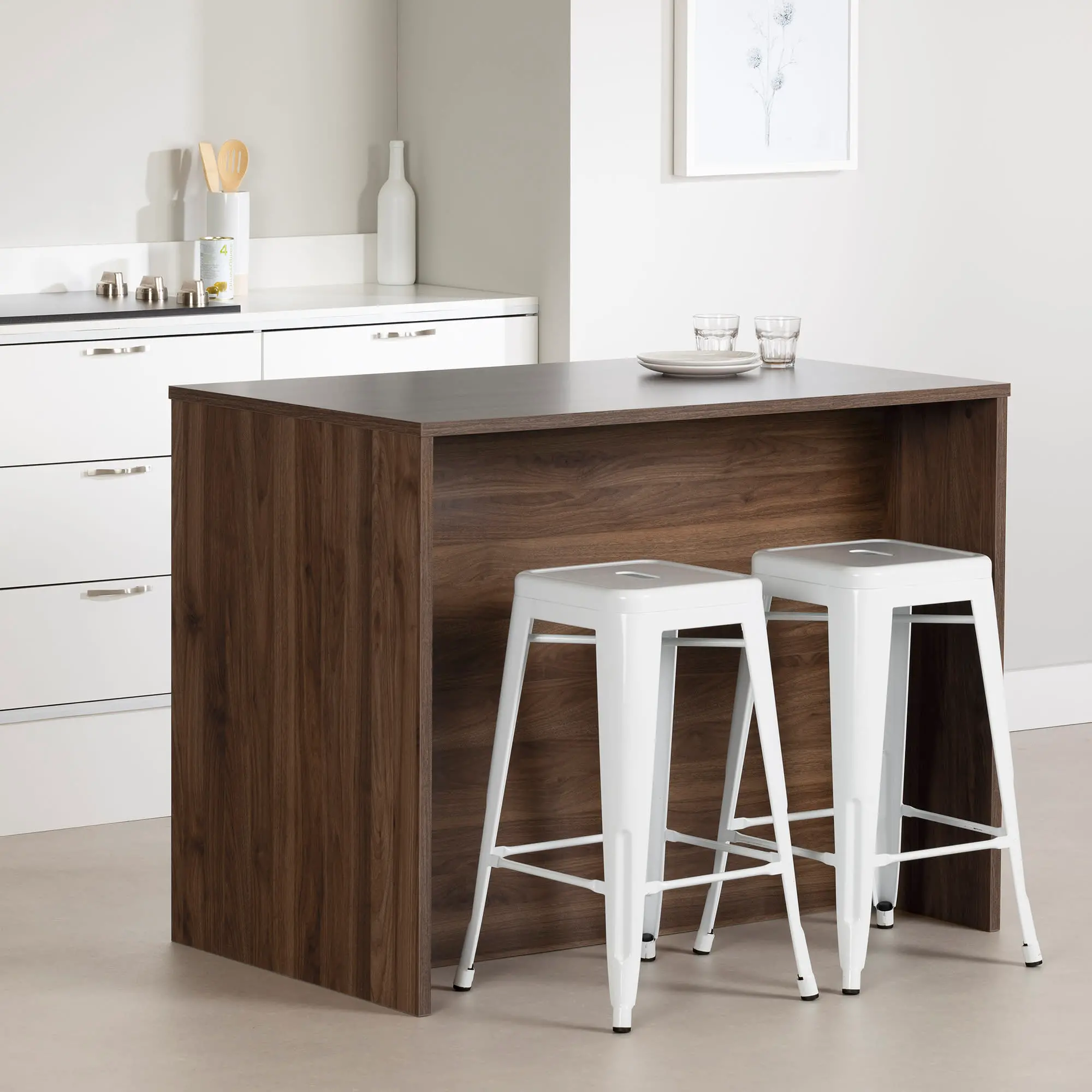 13541 Myro Natural White and Walnut Kitchen Island - South Shore-3