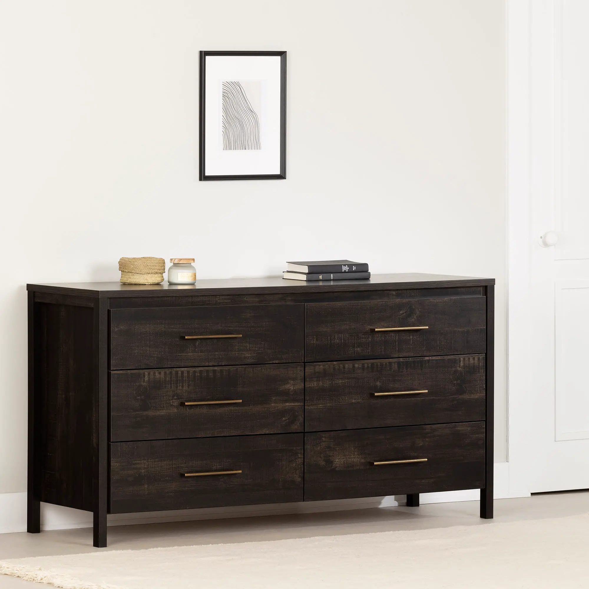 South Shore 6-Drawer Dresser Rubbed Black Gravity South Shore 6-Drawer Dresser Rubbed Black Gravity