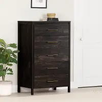 13558 Gravity Rubbed Black 5 Drawer Chest - South Shore