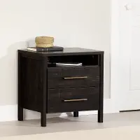 13559 Gravity Rubbed Black 2 Drawer Nightstand - South Shore