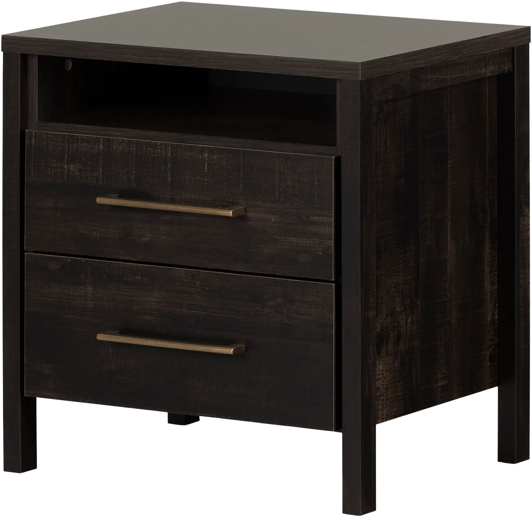 13559 Gravity Rubbed Black 2 Drawer Nightstand - South Shore-1