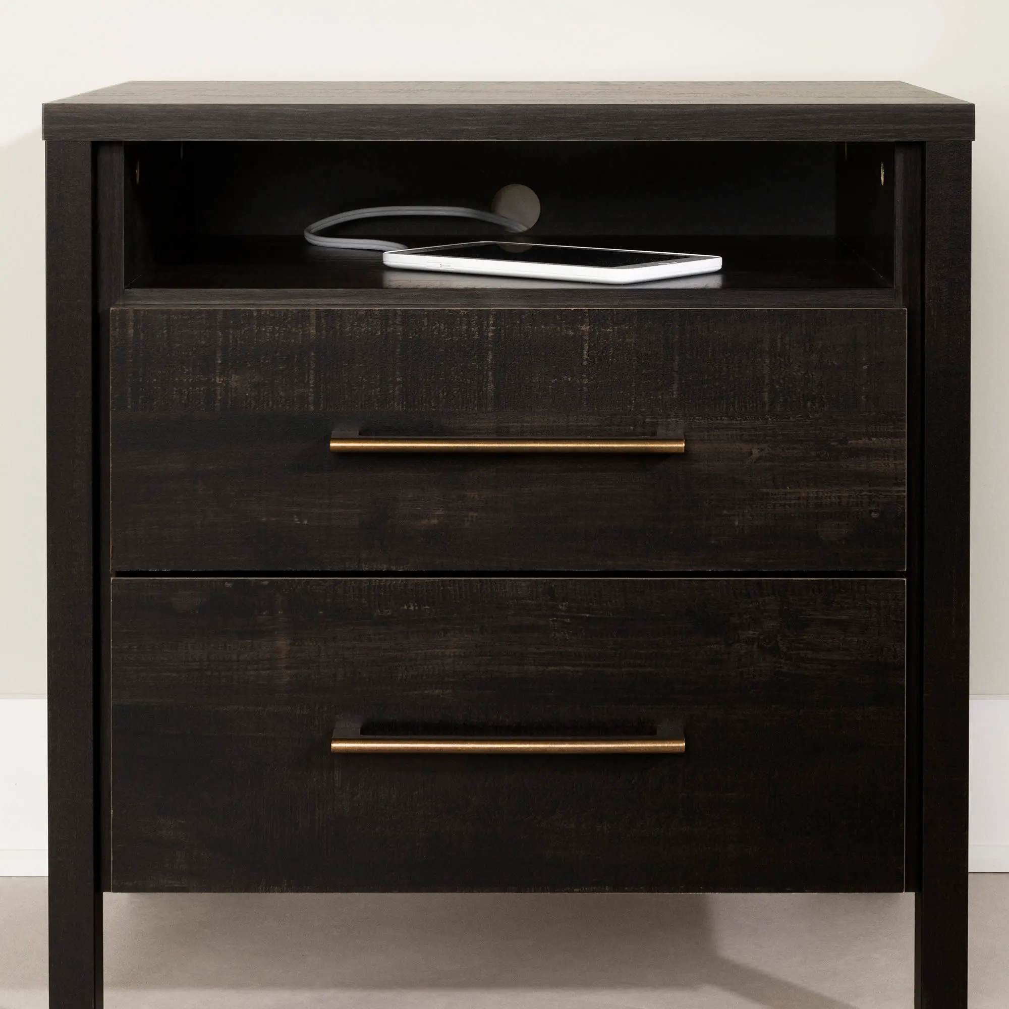 13559 Gravity Rubbed Black 2 Drawer Nightstand - South Shore-4