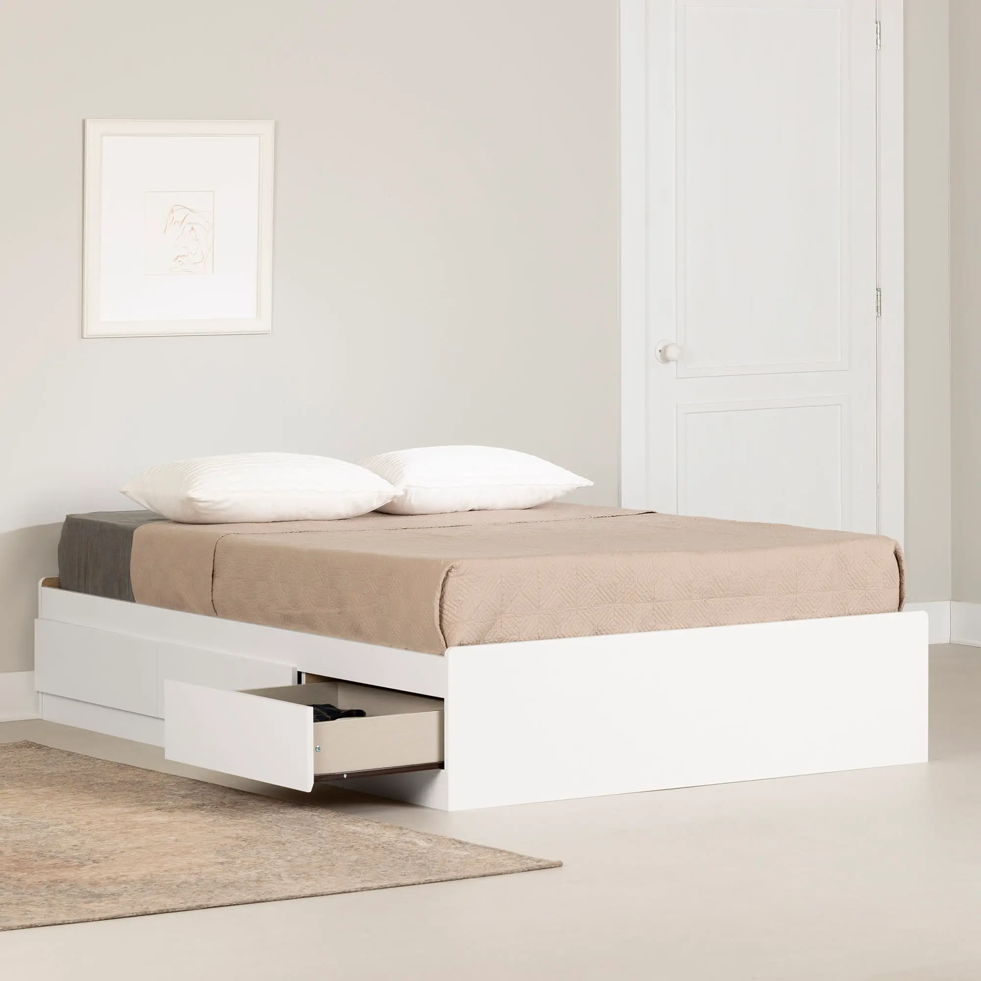 13845 Fusion White Full Storage Platform Bed - South Shore-2