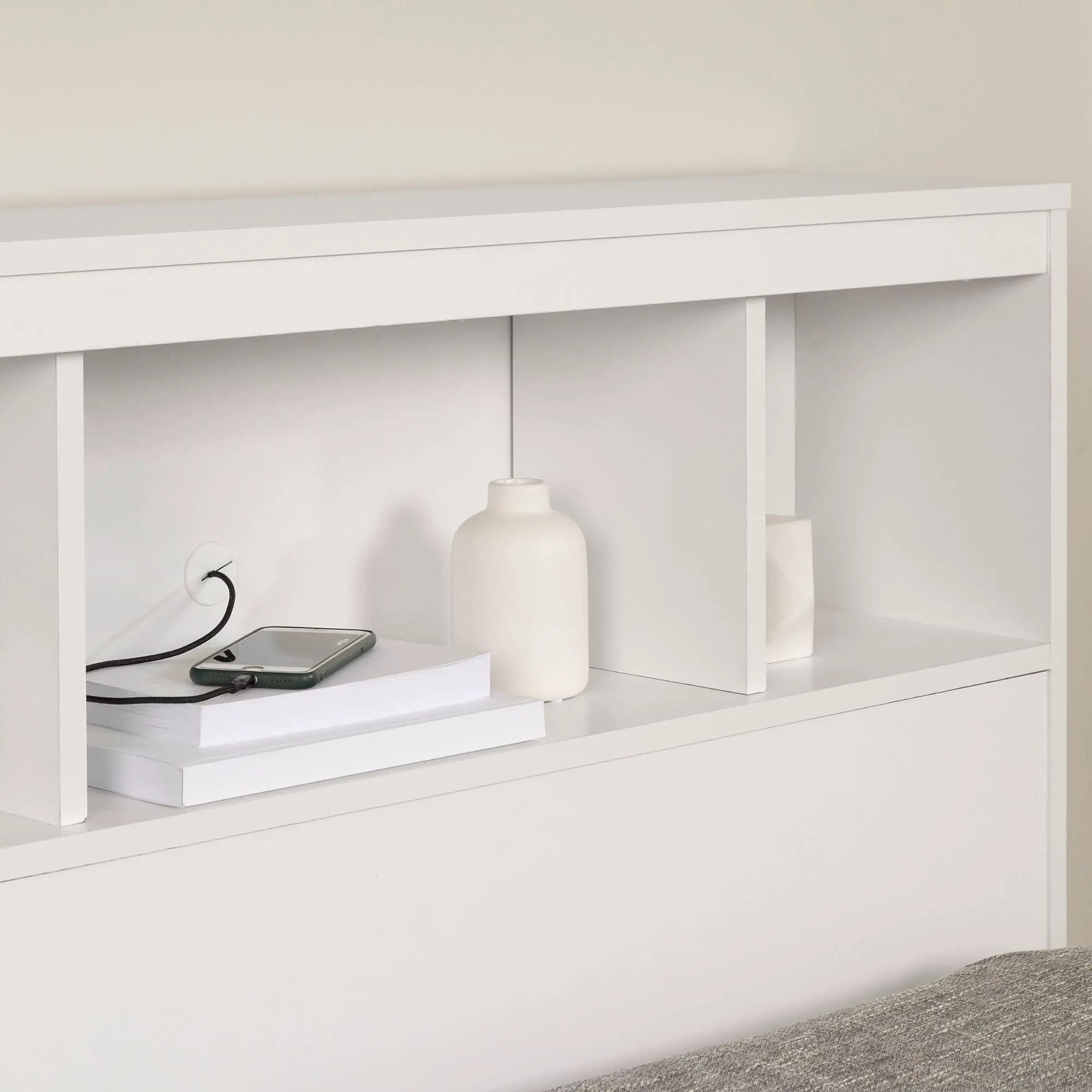 13846 Fusion Full/Queen Pure White Bookcase Headboard - South Shore-4