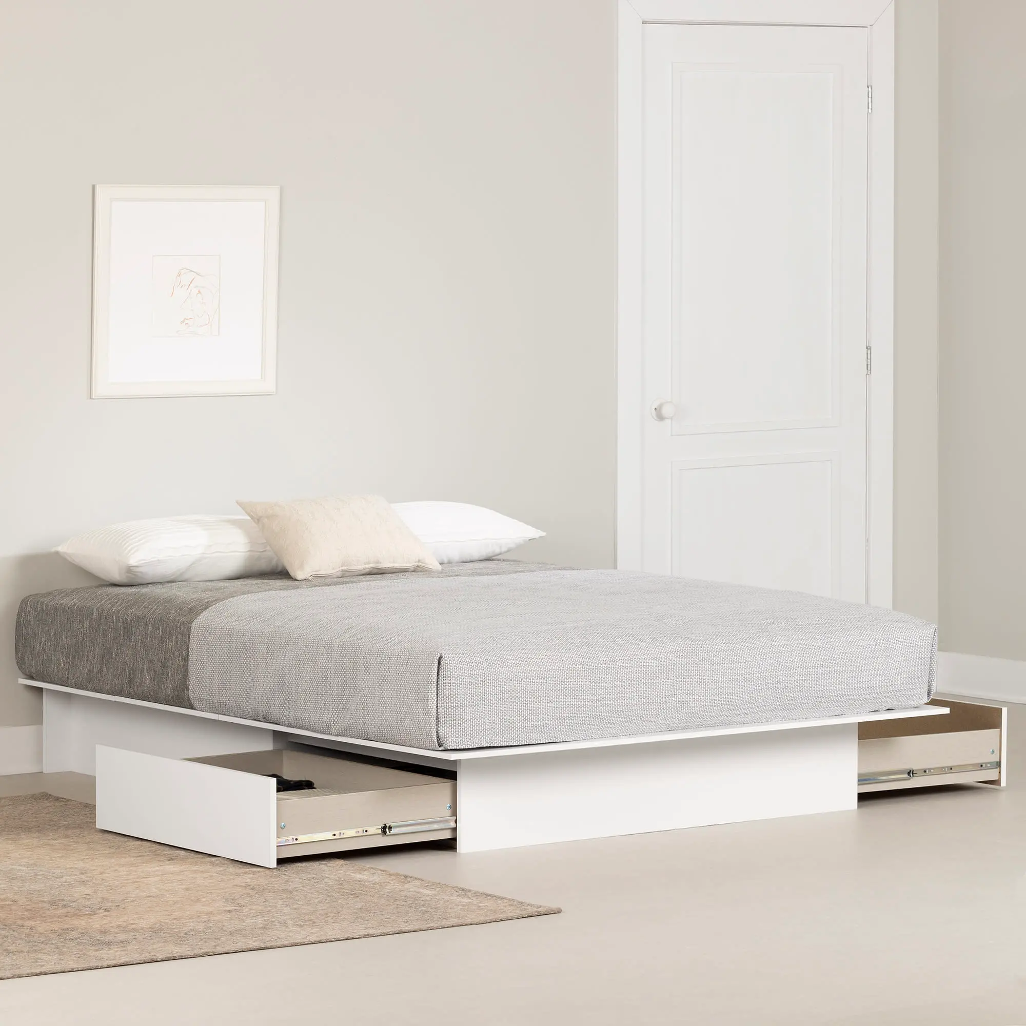 13847 Fusion Full/Queen Pure White Platform Bed - South Shore-2