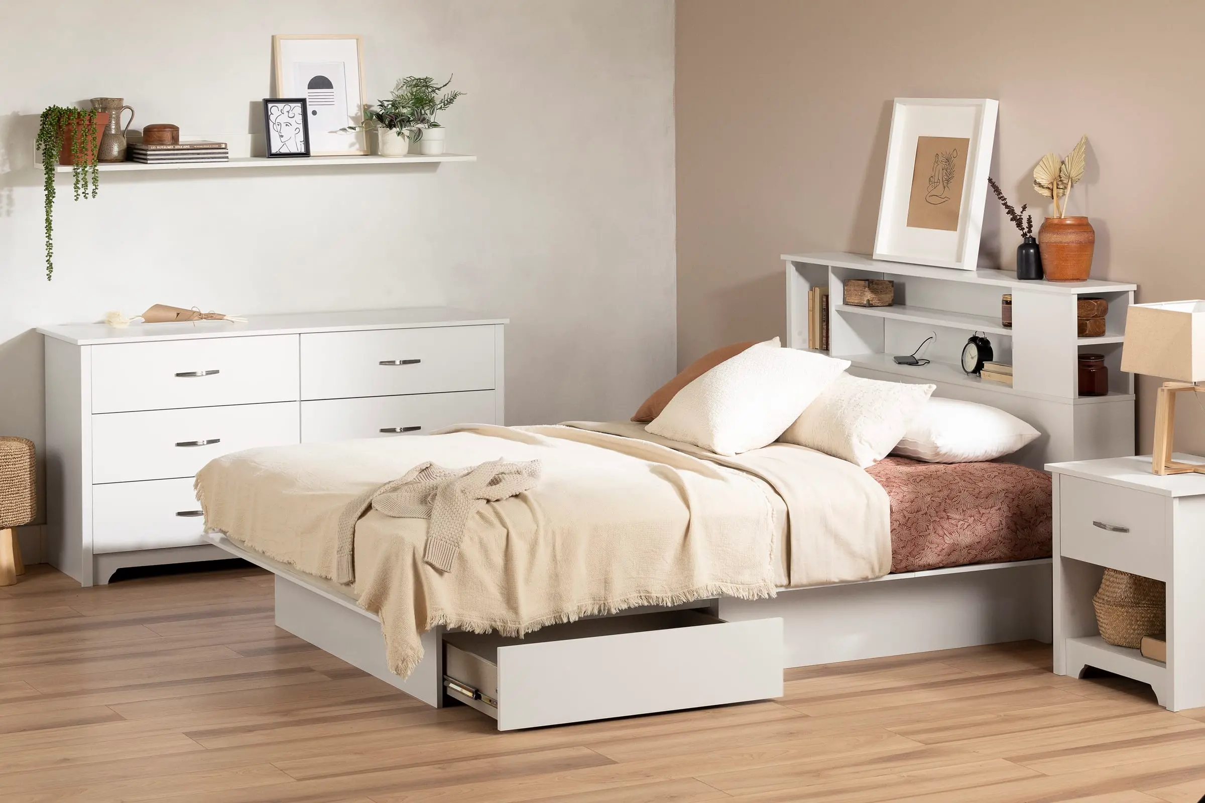 13847 Fusion Full/Queen Pure White Platform Bed - South Shore-3
