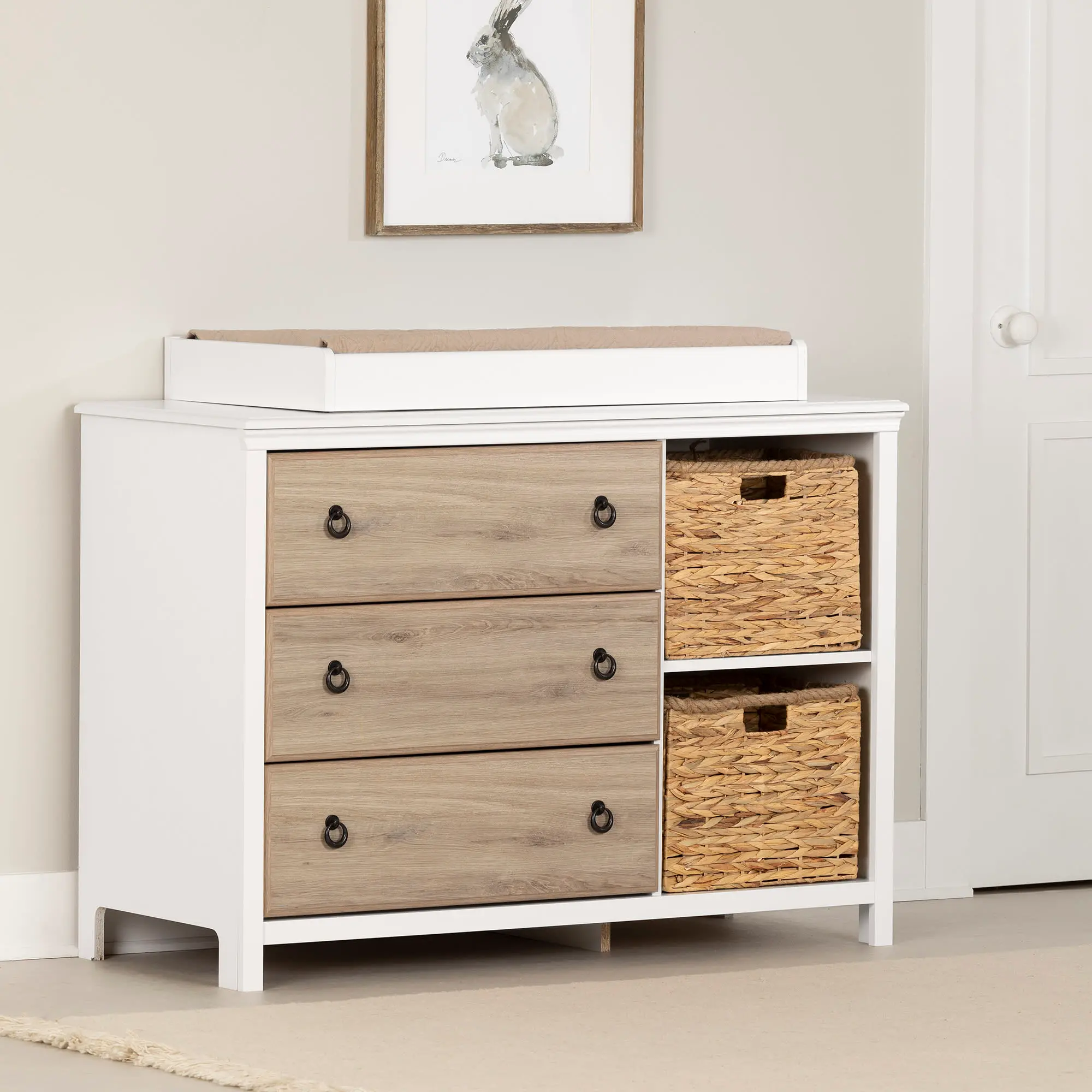 14125 Cotton Candy Oak and White Changing Table - South Shore-3