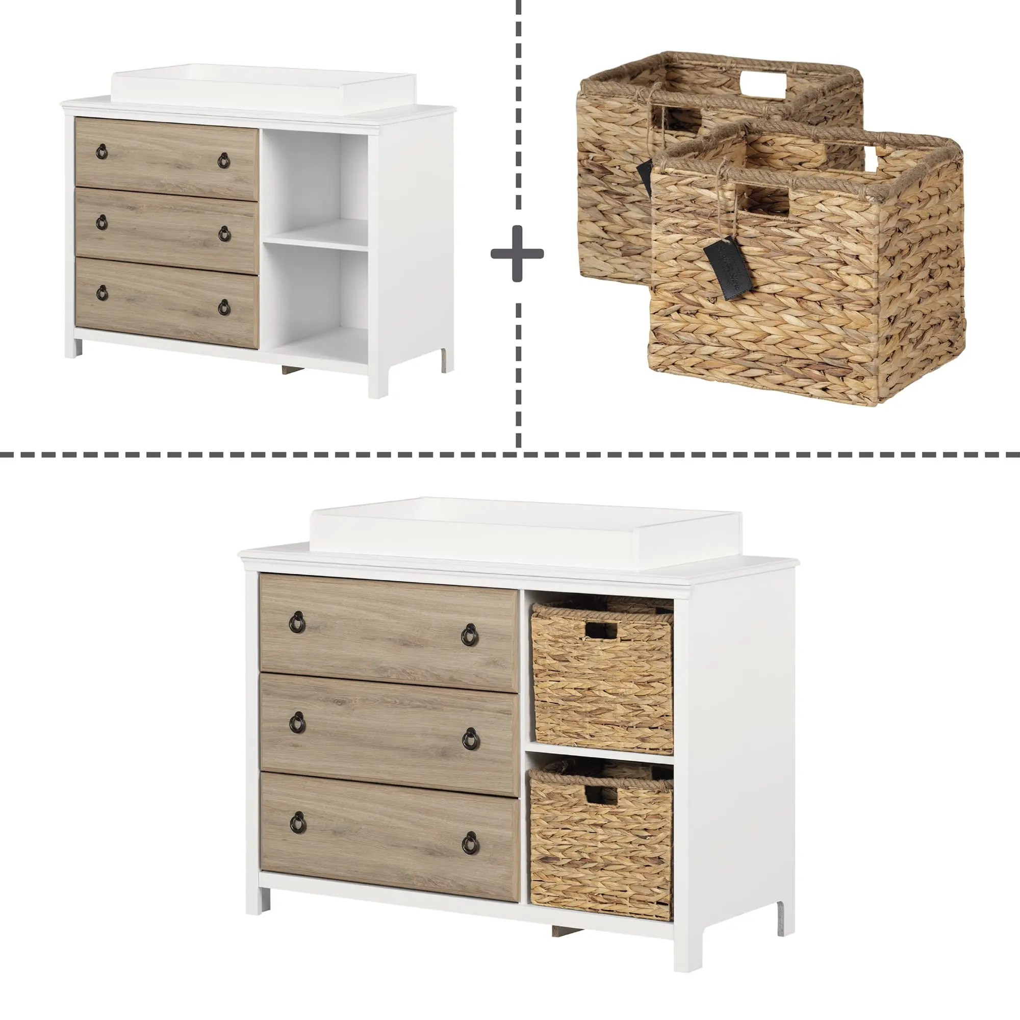 14125 Cotton Candy Oak and White Changing Table - South Shore-9