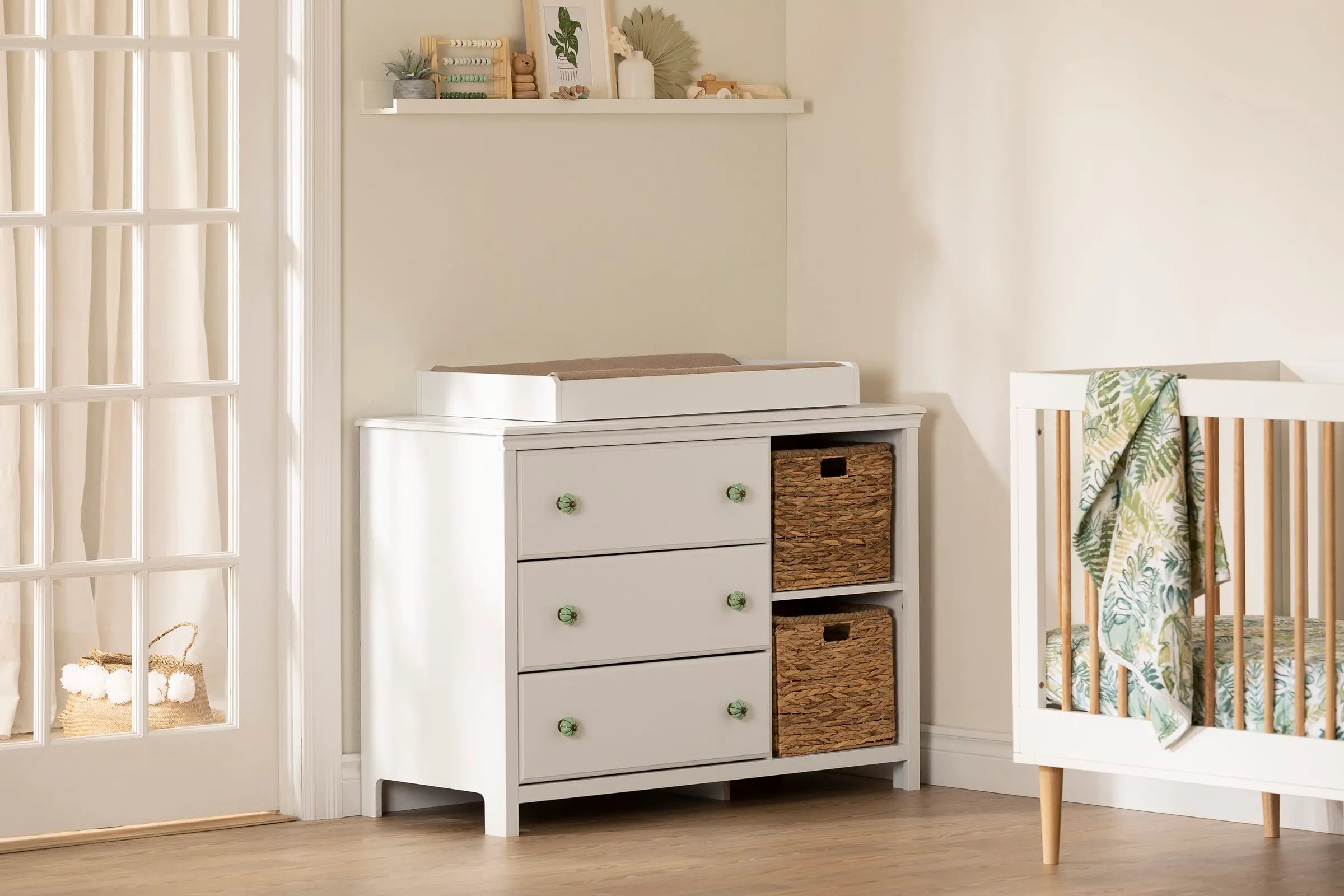 14126 Balka White Changing Table Dresser - South Shore-2