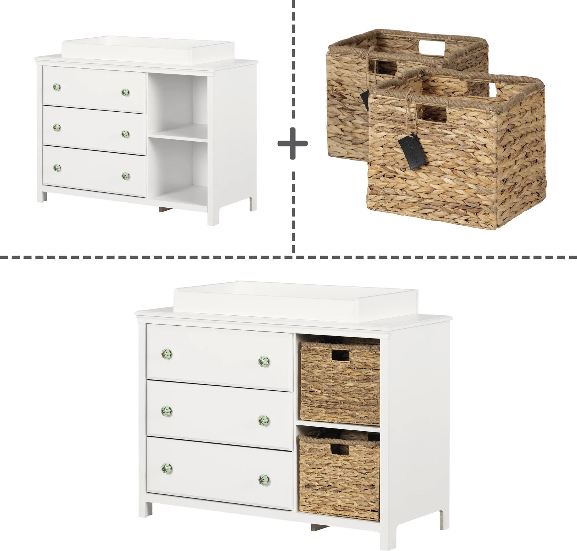 14126 Balka White Changing Table Dresser - South Shore-10