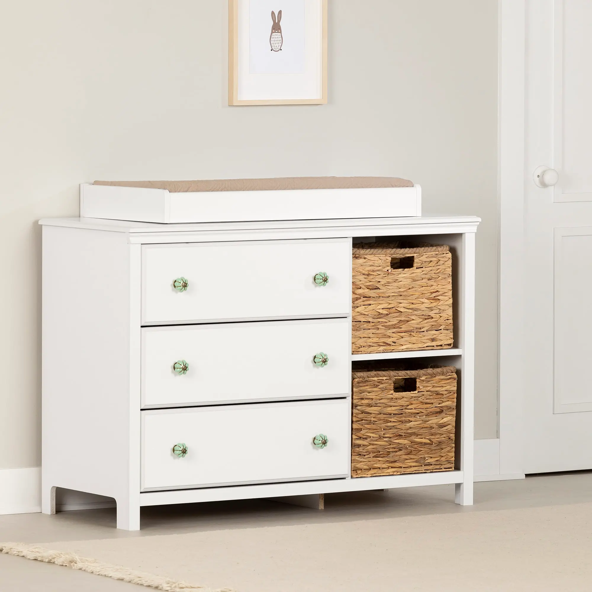 14126 Balka White Changing Table Dresser - South Shore-3