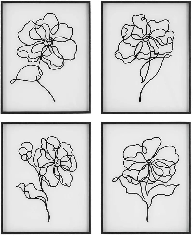 Blooms Black and White Framed Wall Art