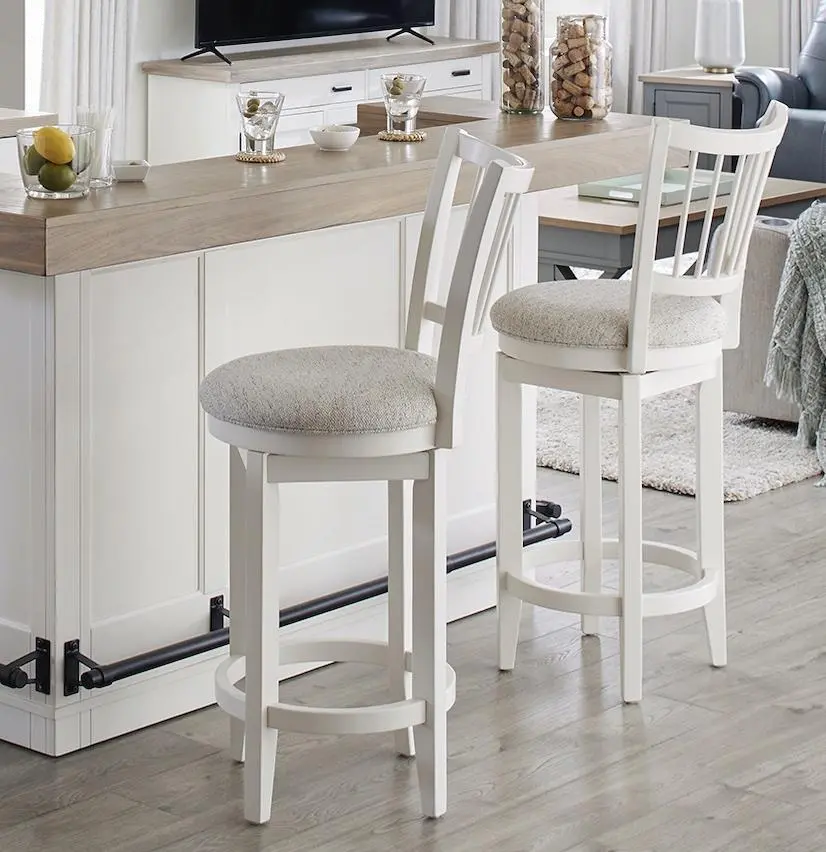 DAME#2230S-COT Modern Eclectic White Swivel Bar Stool-2