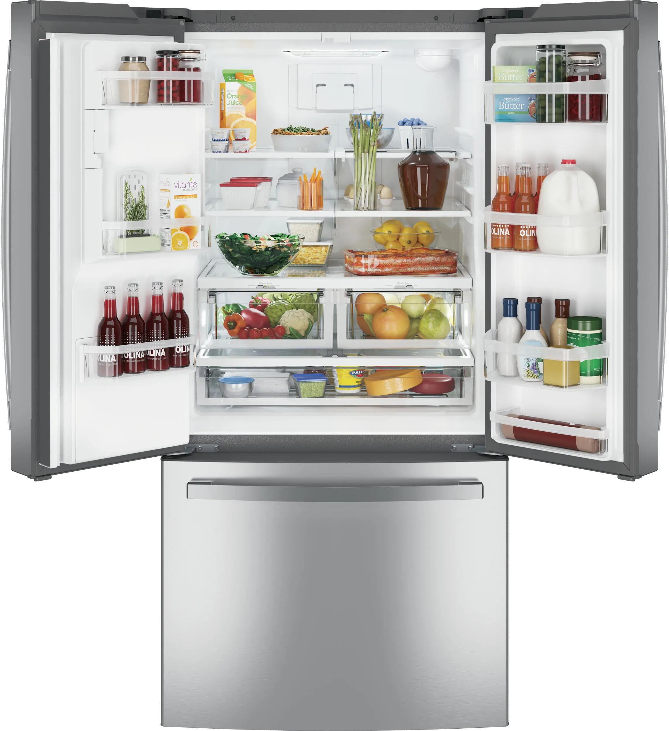 GFE24JYKFS GE 23.6 cu ft French Door Refrigerator - 33 W Stainless Steel-1