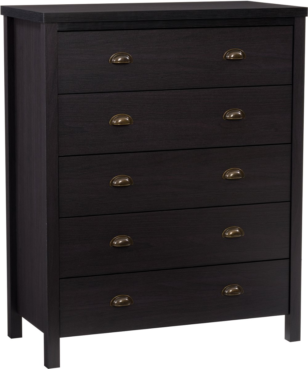 Boston Contemporary Black 5-Drawer Dresser