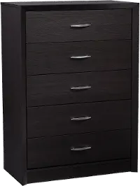 Newport Contemporary Black Five Drawer Tall Dresser