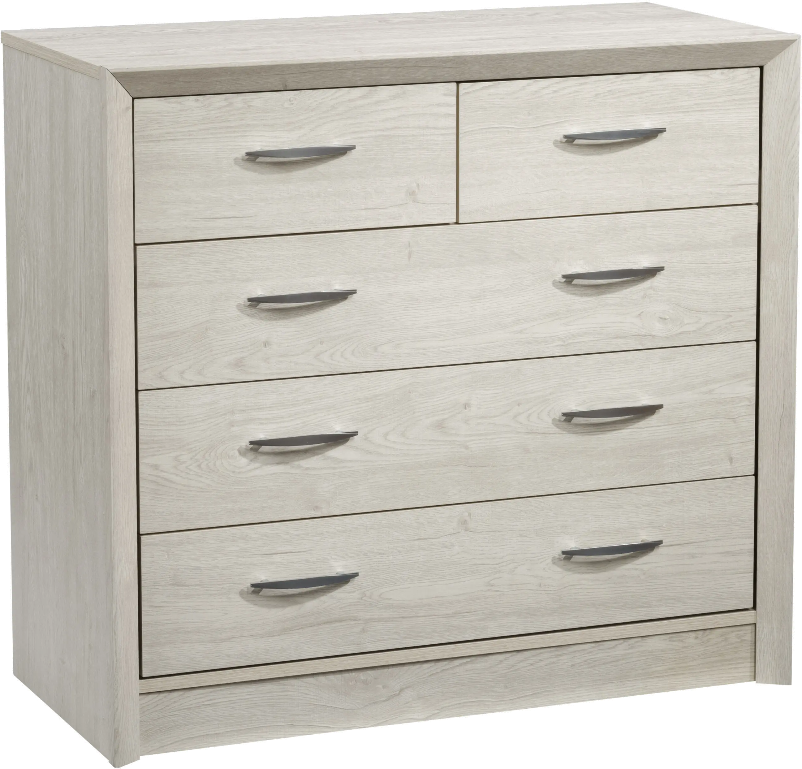 Newport Contemporary White Washed Oak Five Drawer Dresser-1