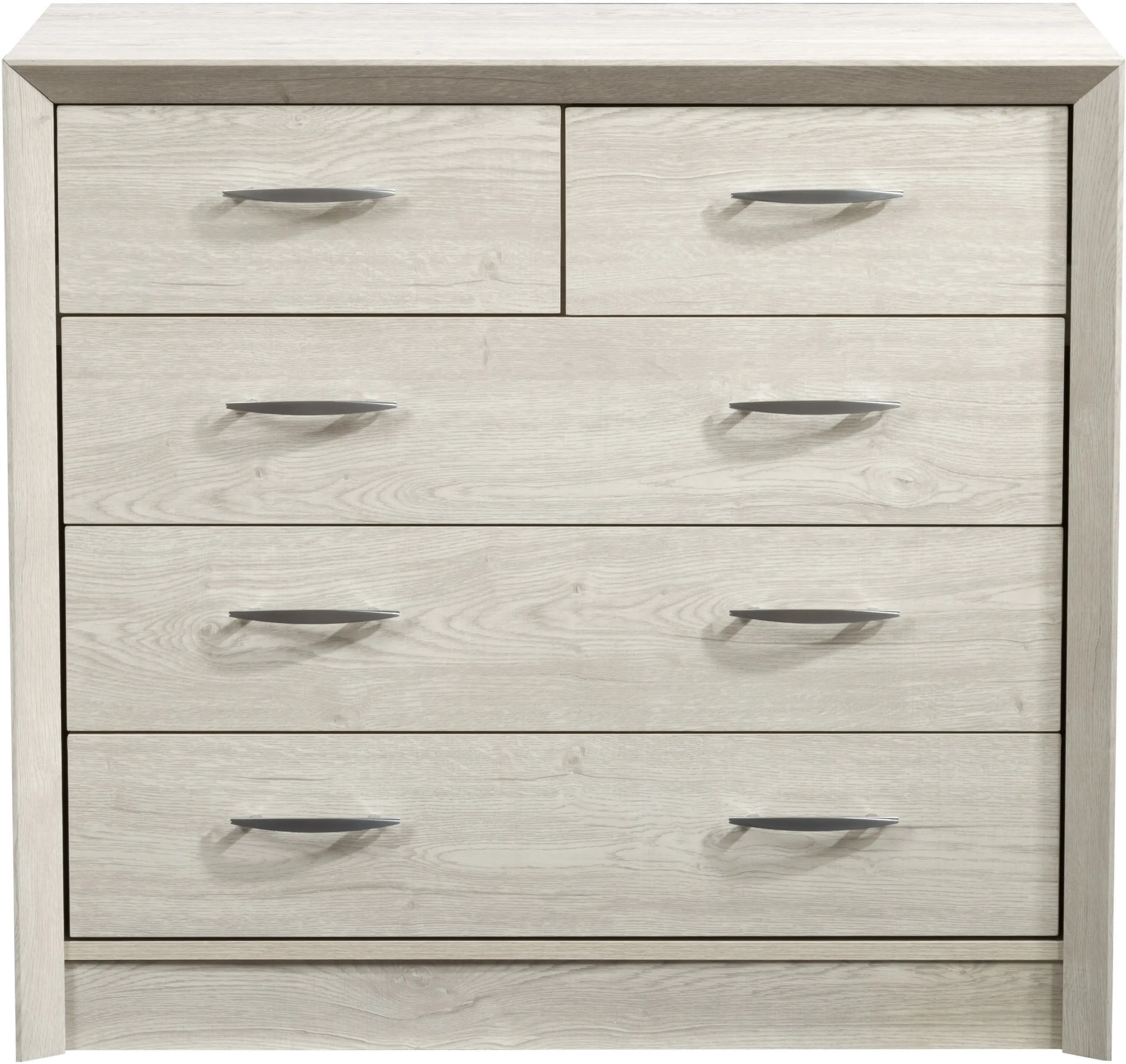 Newport Contemporary White Washed Oak Five Drawer Dresser-2