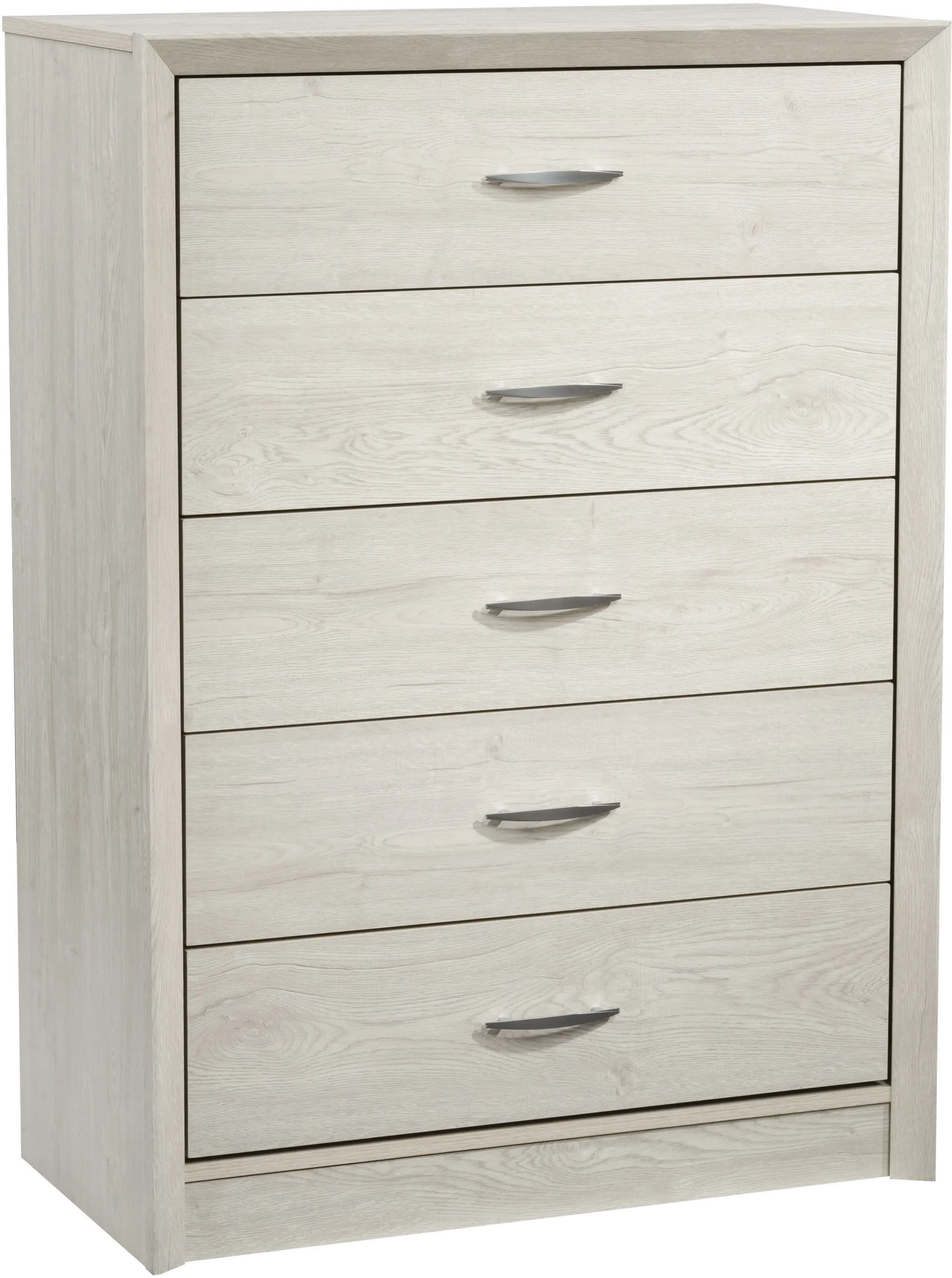 Newport Contemporary White Washed Oak Five Drawer Tall Dresser-1