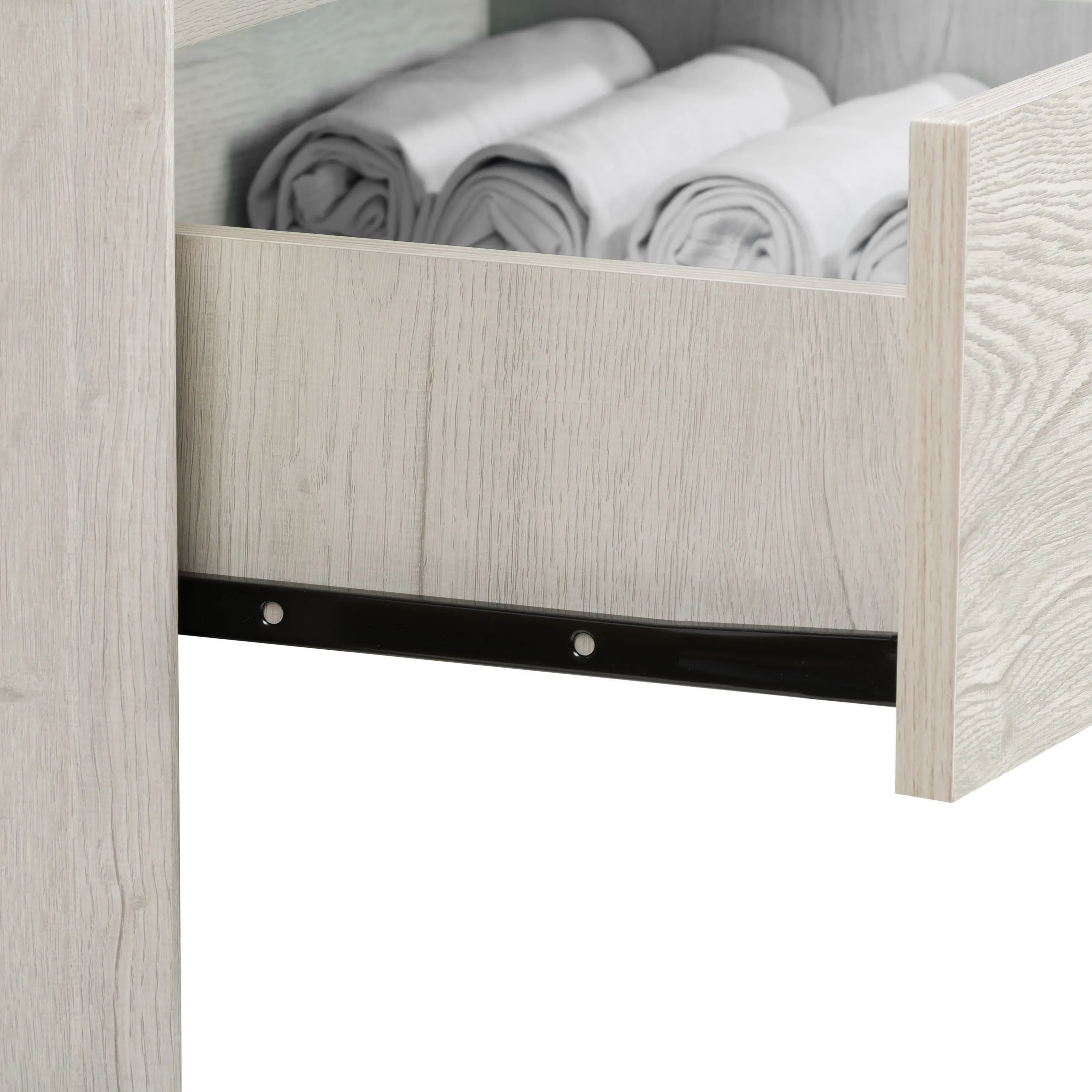 Newport Contemporary White Washed Oak Five Drawer Tall Dresser-4