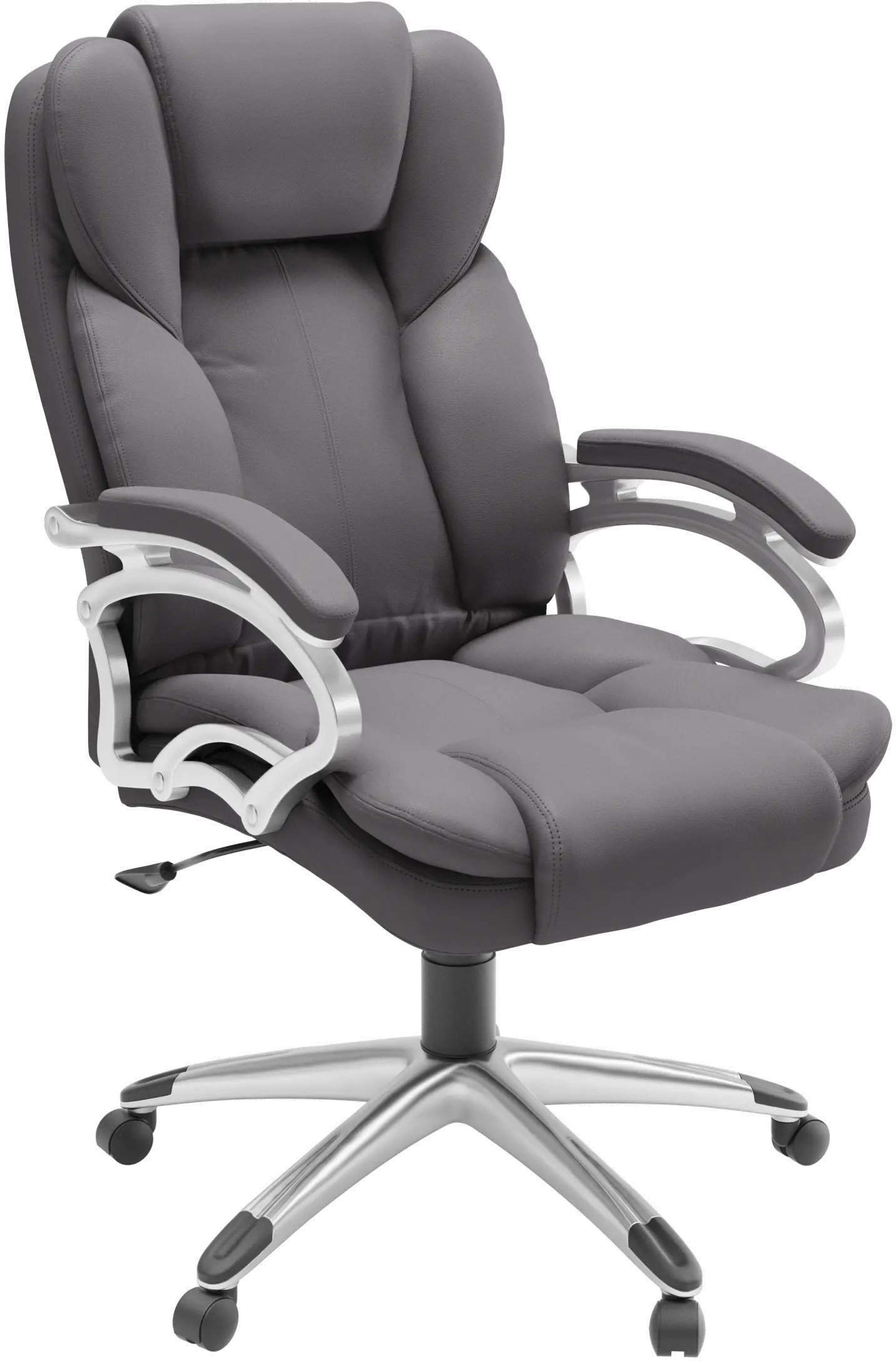 Workspace Contemporary Gray Leatherette Executive Office Chair-1