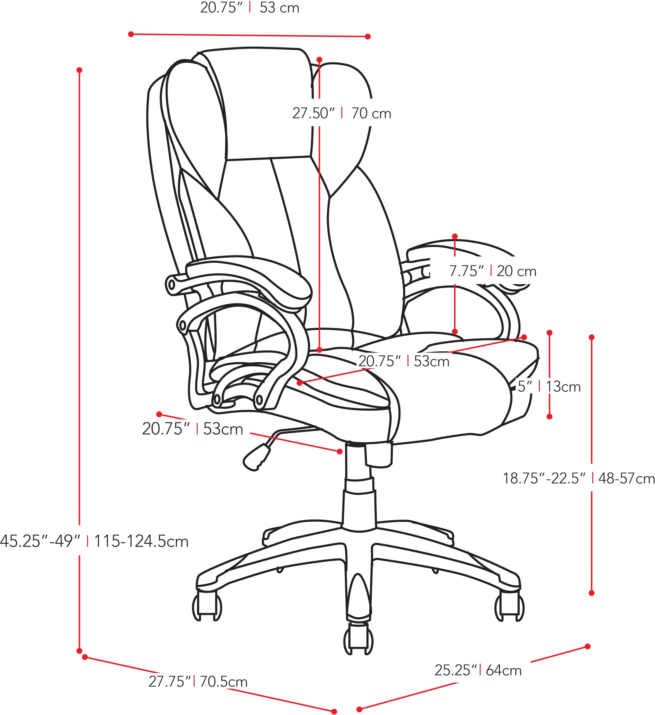 Workspace Contemporary Red Leatherette Executive Office Chair-7