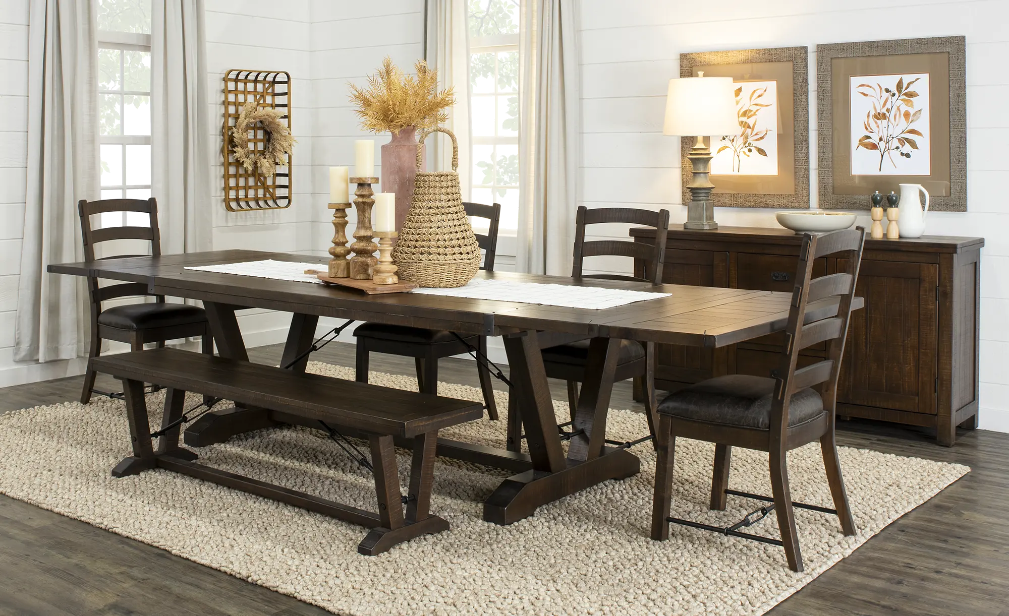 Homestead Dark Brown Dining Bench-2