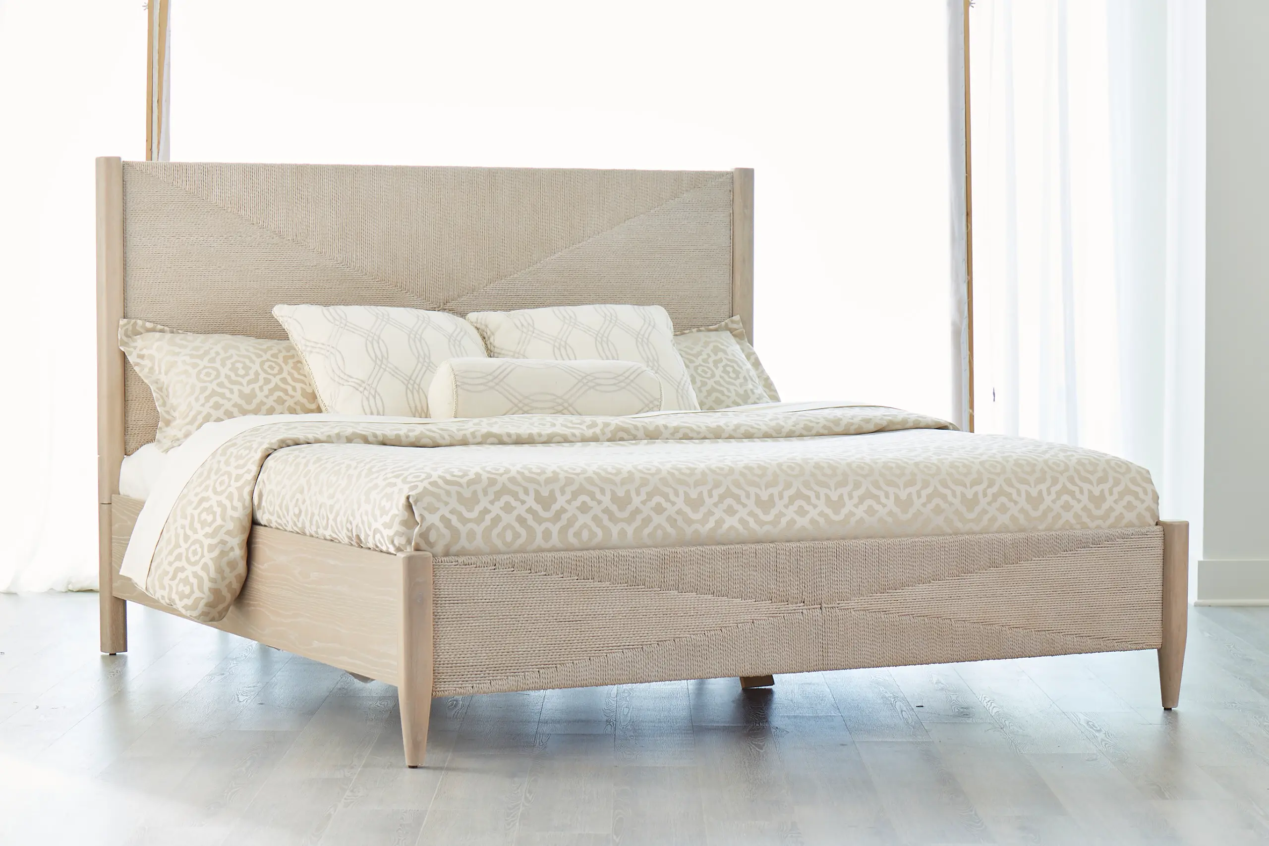 Shell Shack Light Sand Woven Queen Bed-2