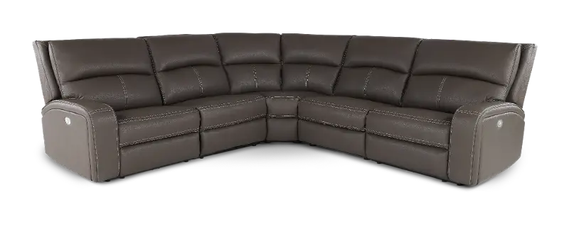 Star Gray Haze 5-Piece Power Reclining Sectional with Adjustable Headrests