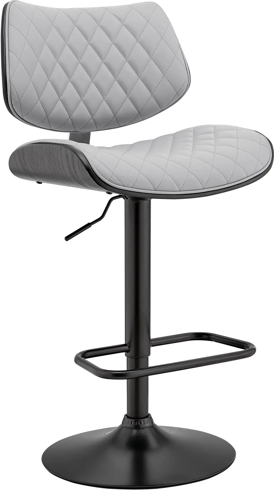LCLEBABLGR Leland Gray and Black Adjustable Swivel Bar Stool-1