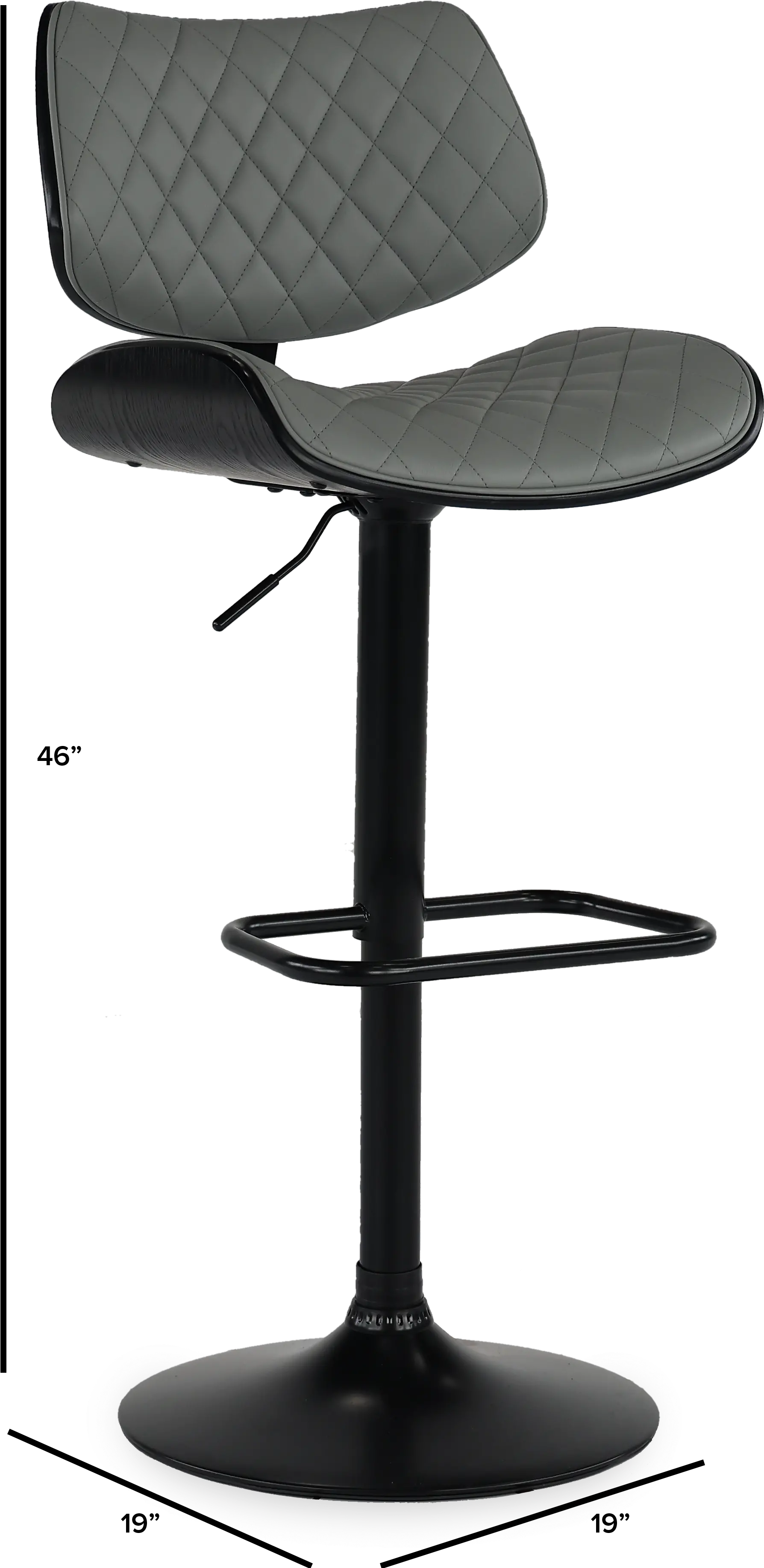 LCLEBABLGR Leland Gray and Black Adjustable Swivel Bar Stool-3