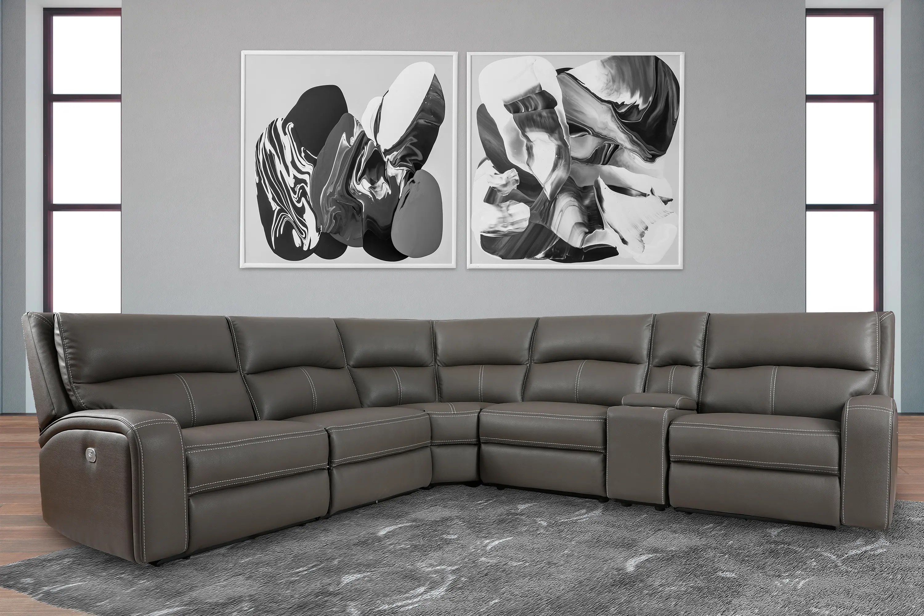 Star Gray Haze 6-Piece Power Reclining Sectional with Adjustable Headrests-6