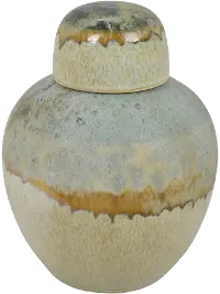 9.75  Blue and Rust Jar With Lid