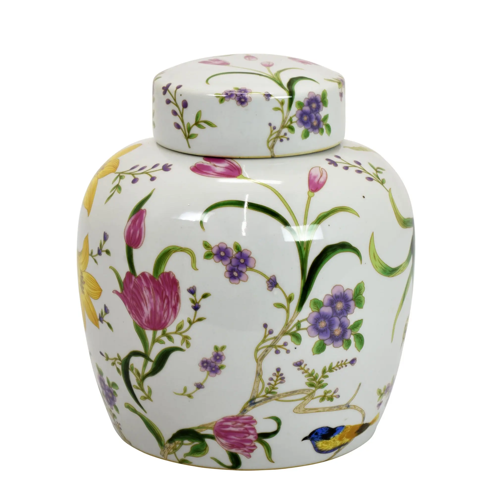 Fleur Jar With Lid Floral and Bird Design-1