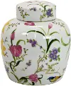 Fleur Jar With Lid Floral and Bird Design